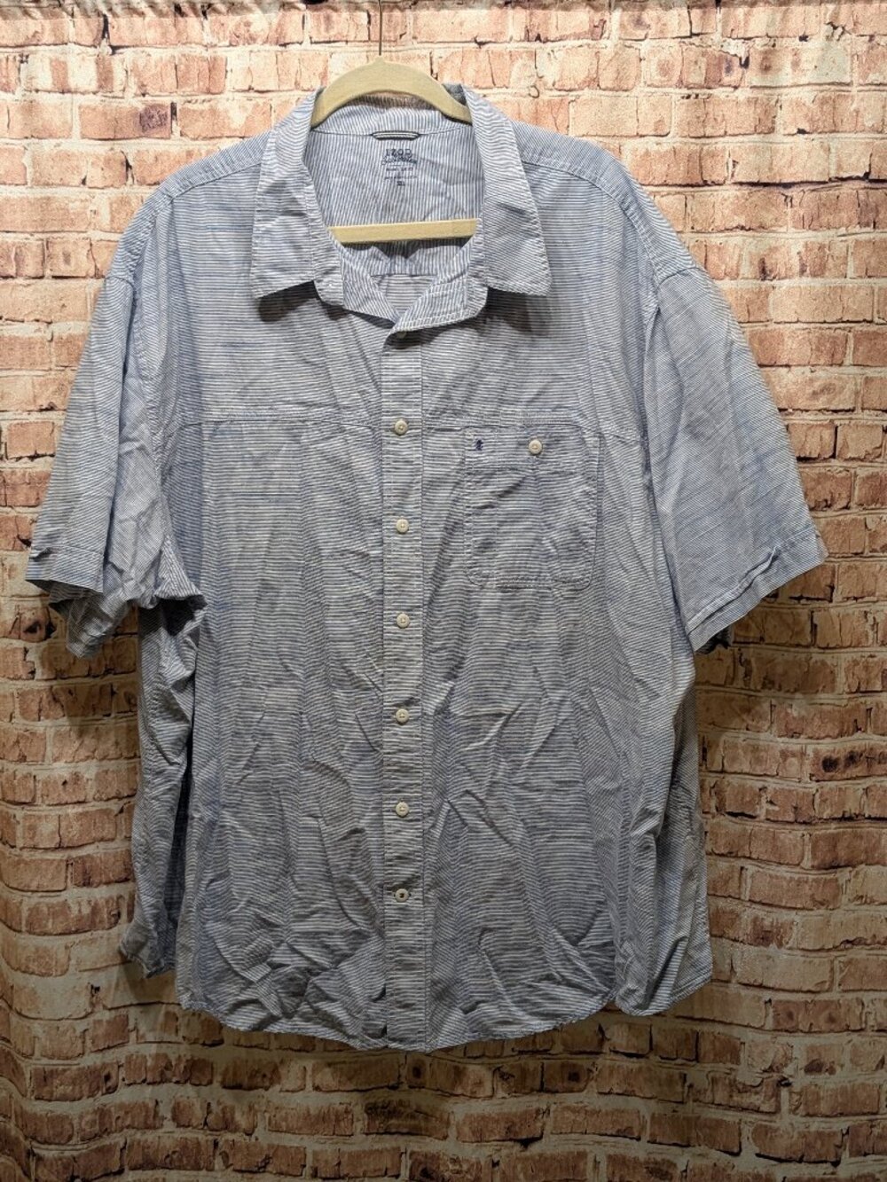 Izod Light Saltwater Relaxed Blue & White Striped Short Sleeve Shirt Size 3XL